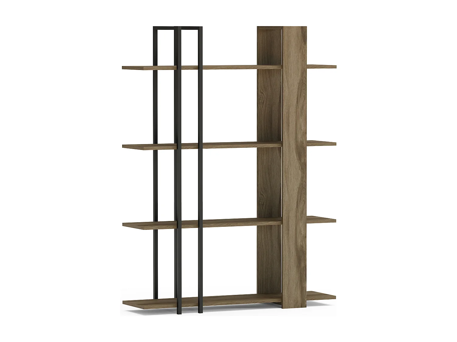 Onno Bibliothèque 160 cm Hauteur 4 Niveaux Cadre en Métal (Oud et Noir)