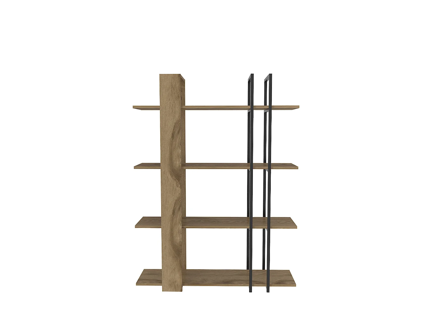 Onno Bibliothèque 160 cm Hauteur 4 Niveaux Cadre en Métal (Oud et Noir)