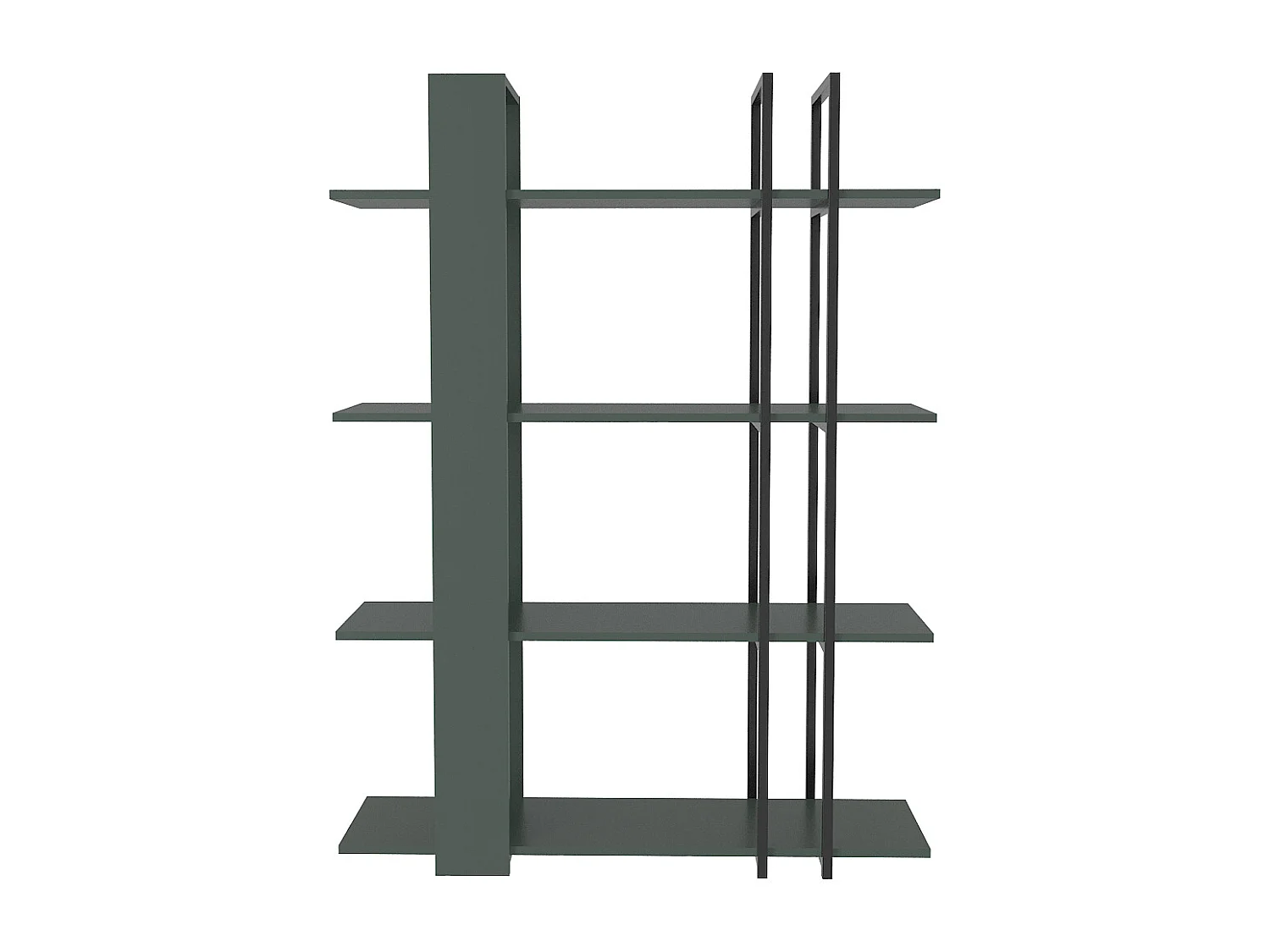 Onno Bibliothèque 160 cm Hauteur 4 Niveaux Cadre en Métal (Silva et Noir)