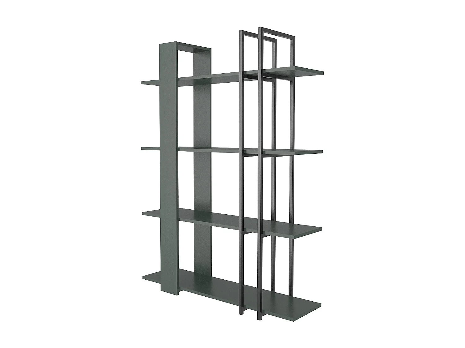 Onno Bibliothèque 160 cm Hauteur 4 Niveaux Cadre en Métal (Silva et Noir)