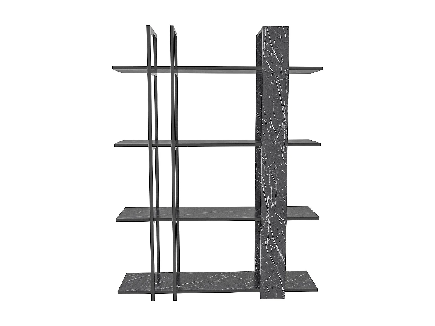 Onno Bibliothèque 160 cm Hauteur 4 Niveaux Cadre en Métal (Bendire et Noir)