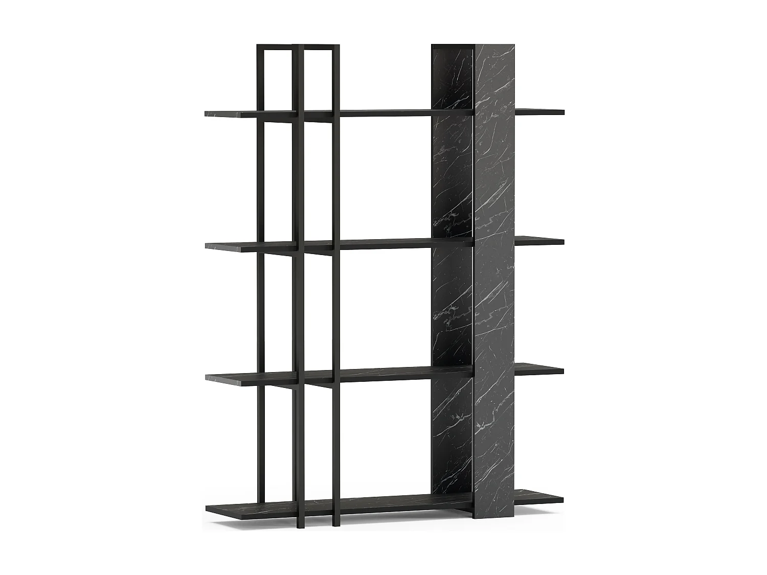 Onno Bibliothèque 160 cm Hauteur 4 Niveaux Cadre en Métal (Bendire et Noir)