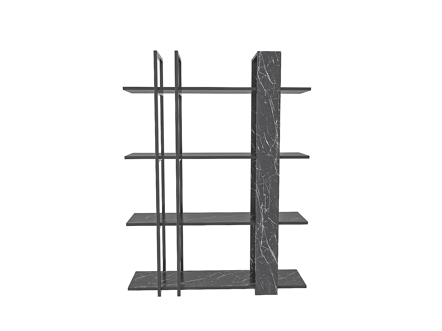 Onno Bibliothèque 160 cm Hauteur 4 Niveaux Cadre en Métal (Bendire et Noir)