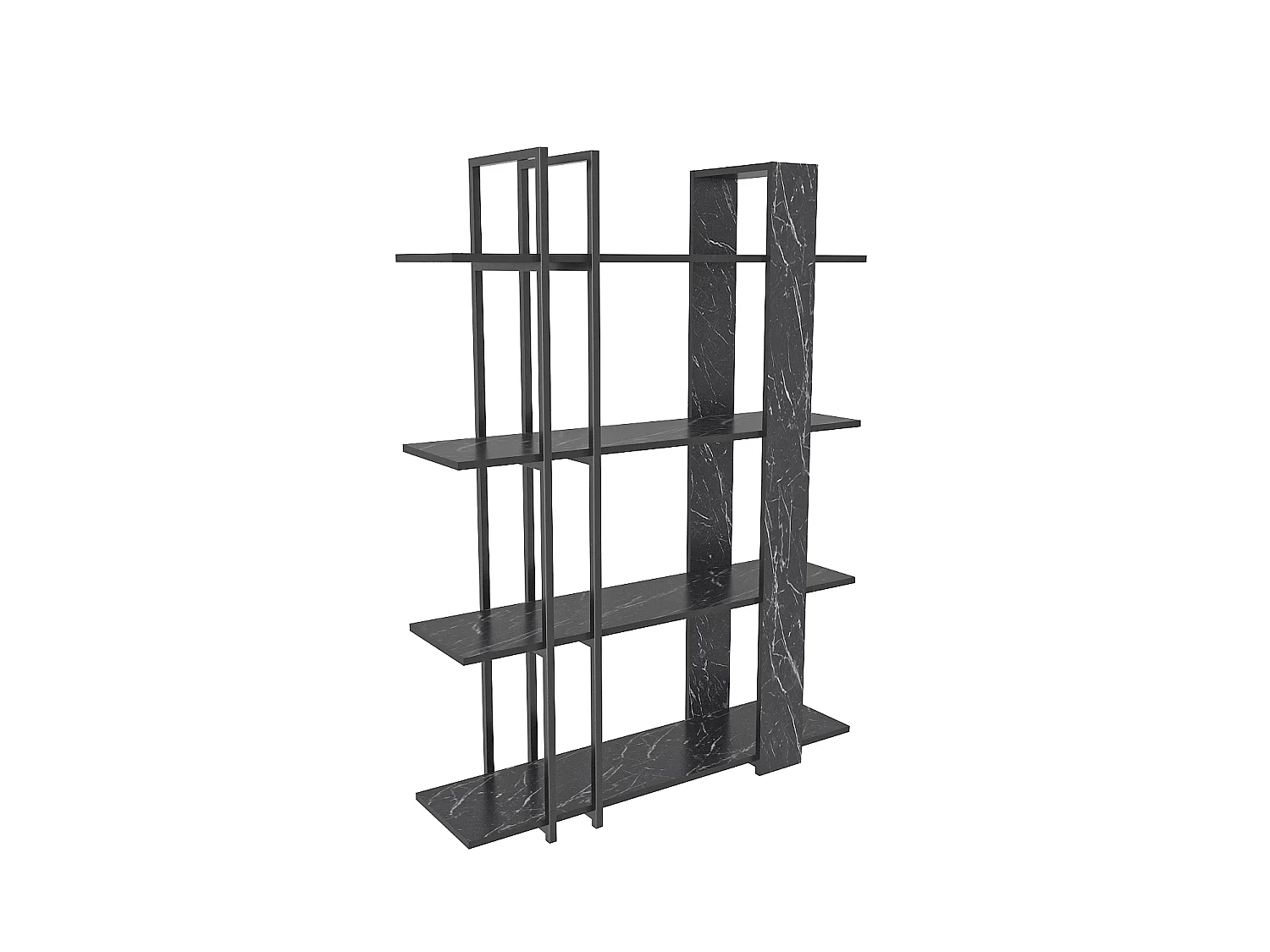 Onno Bibliothèque 160 cm Hauteur 4 Niveaux Cadre en Métal (Bendire et Noir)