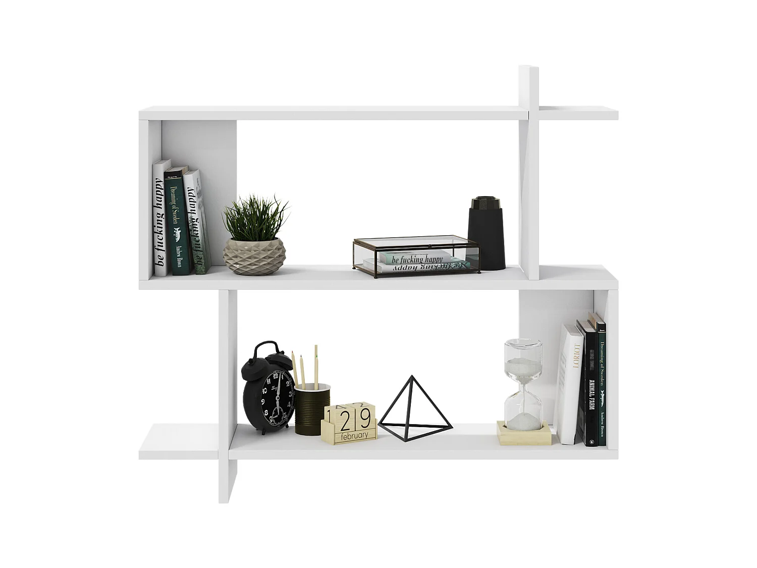 Mina Etagère Murale 2 Niveaux  Design Modern (Blanc)