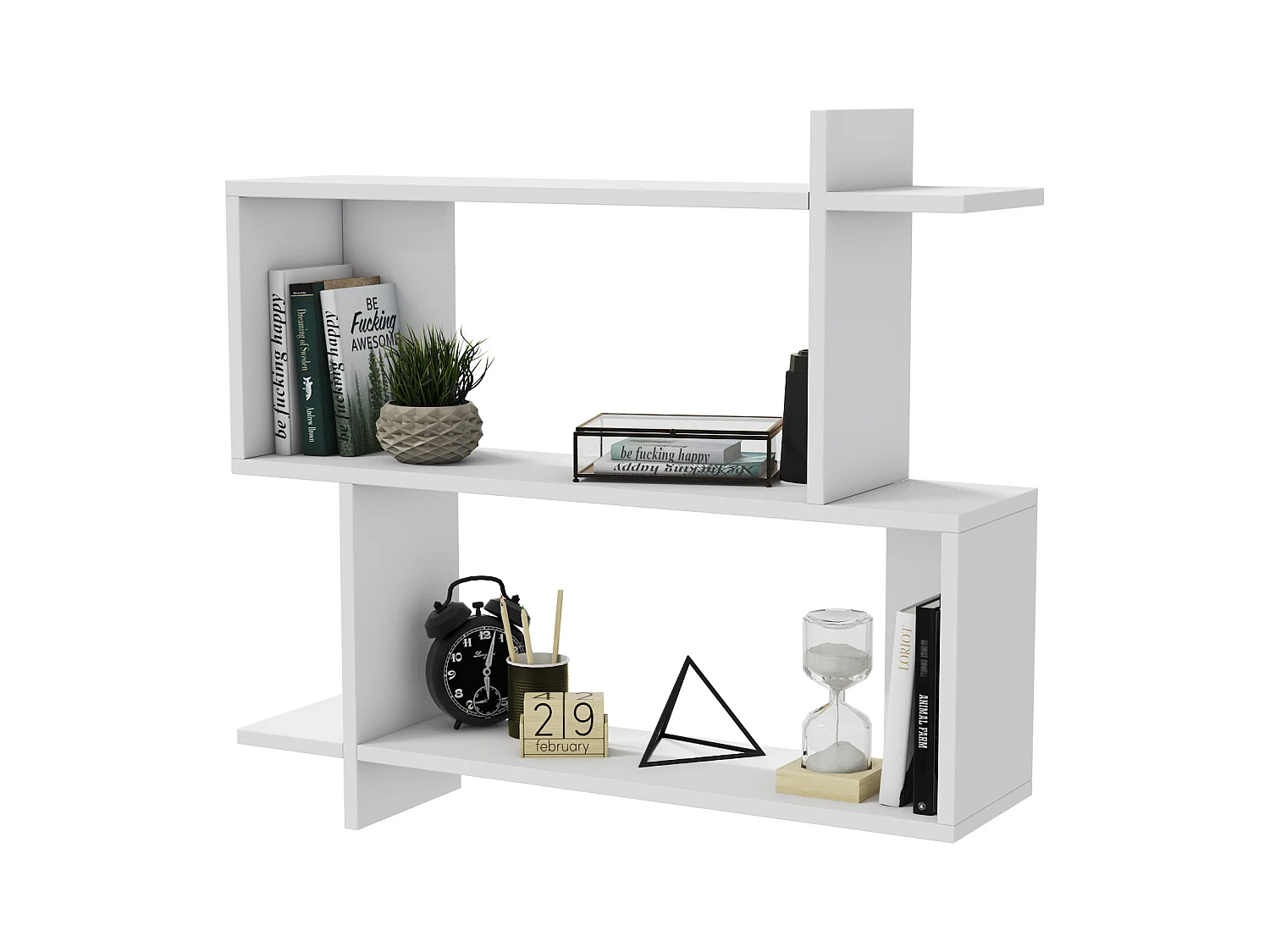 Mina Etagère Murale 2 Niveaux  Design Modern (Blanc)