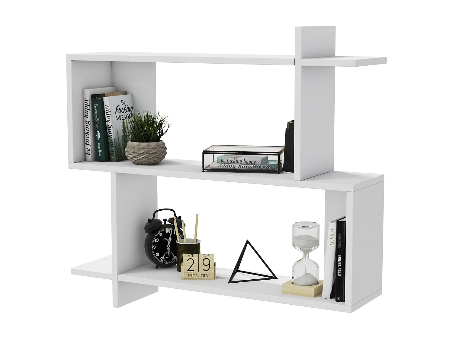 Mina Etagère Murale 2 Niveaux  Design Modern (Blanc)