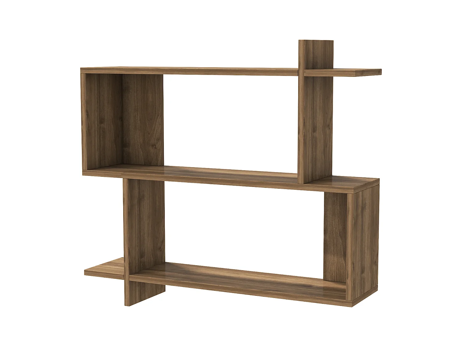 Mina Etagère Murale 2 Niveaux Design Modern (Noyer)