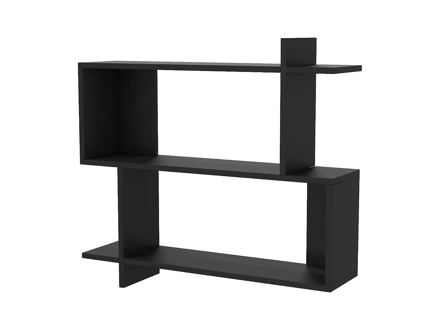 Mina Etagère Murale 2 Niveaux Design Modern (Noir)