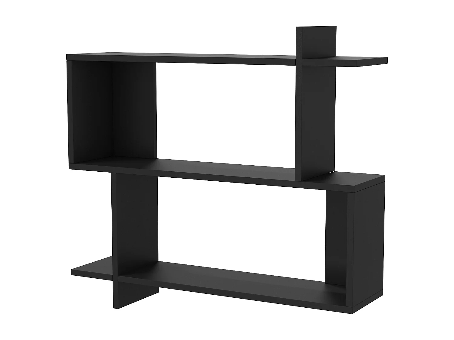 Mina Etagère Murale 2 Niveaux Design Modern (Noir)
