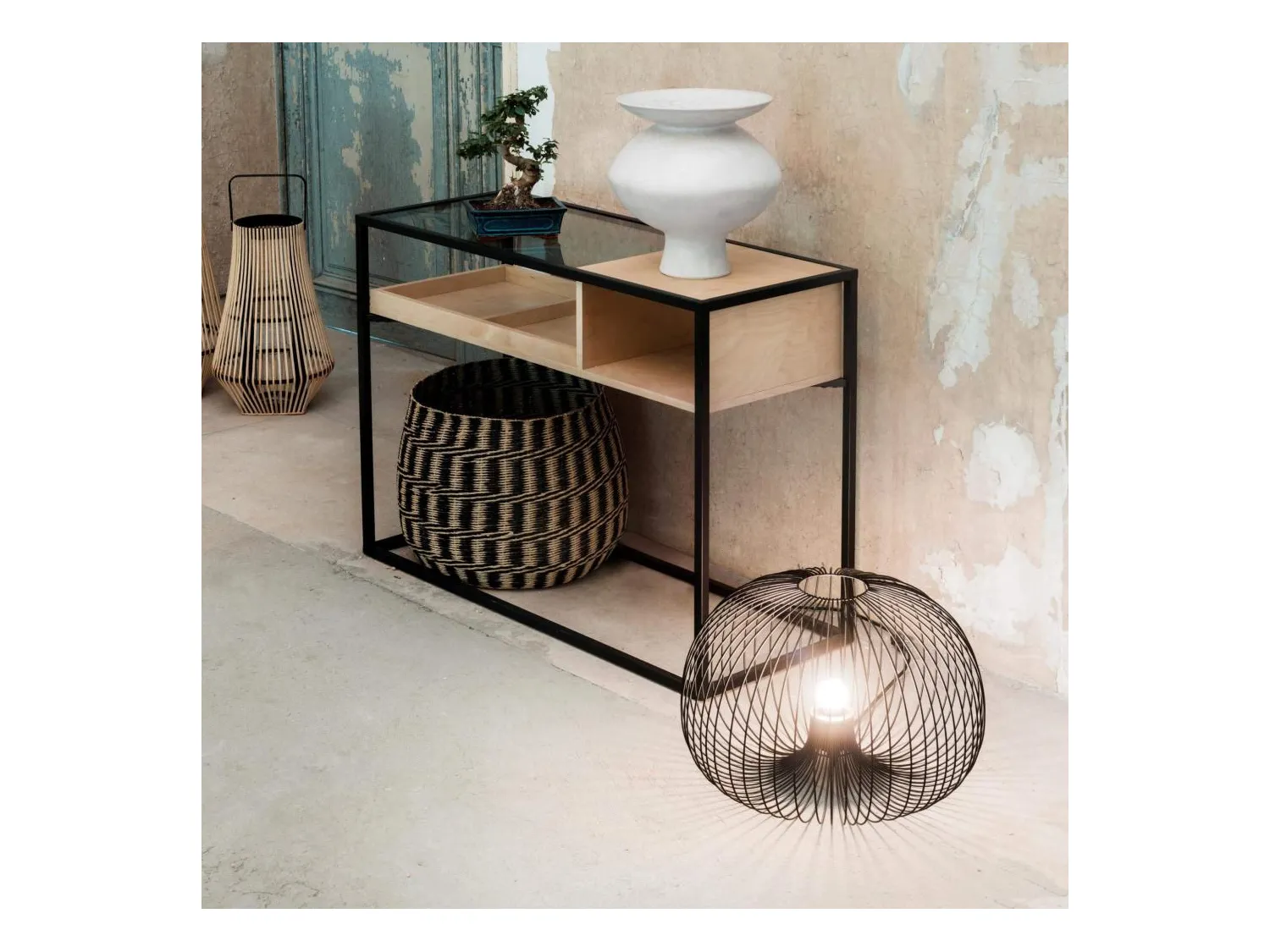 Habitat - Console en métal et bois de bouleau - Noir - Design by Hélèna Pille - Nathan