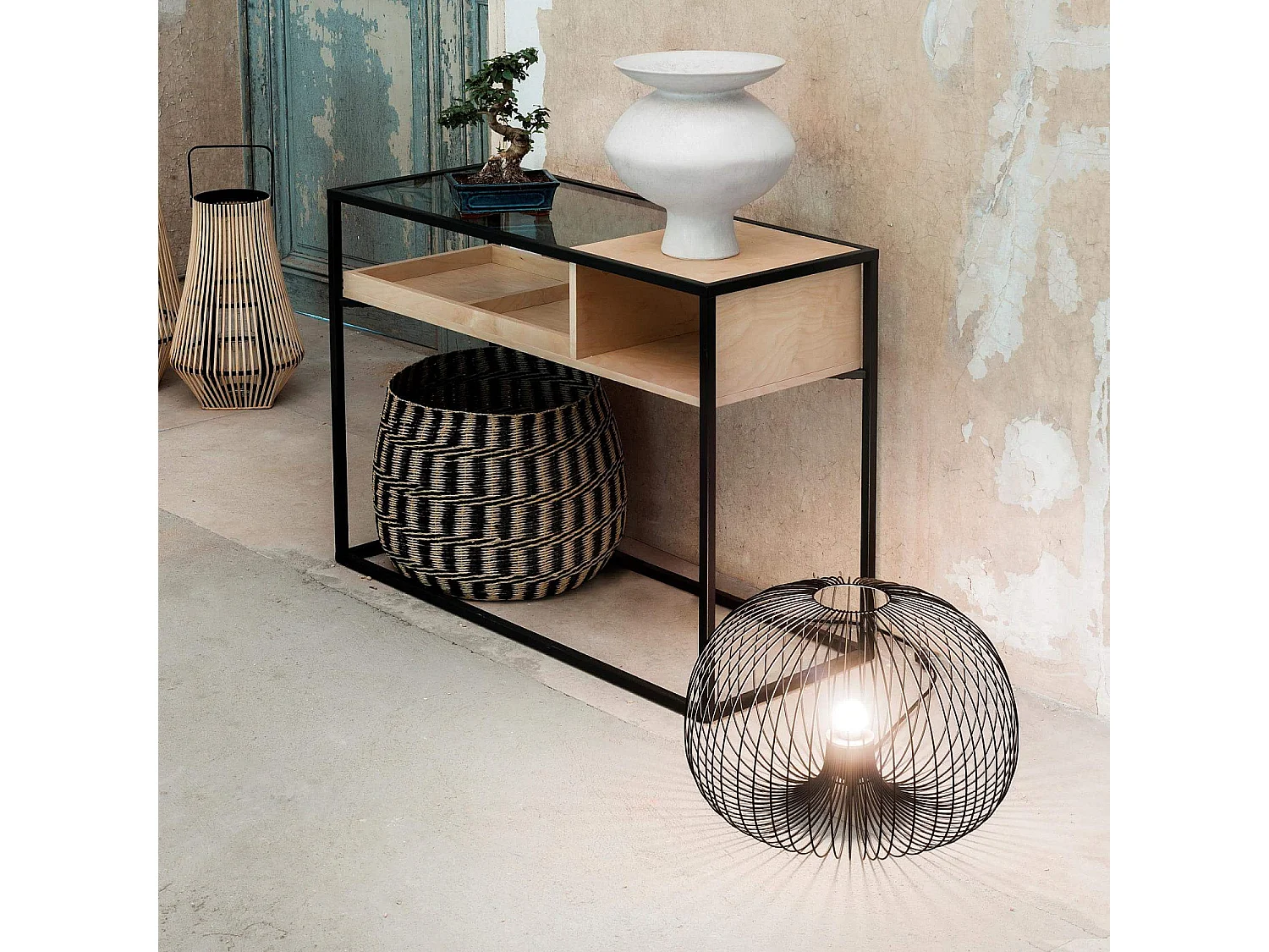 Habitat - Console en métal et bois de bouleau - Noir - Design by Hélèna Pille - Nathan