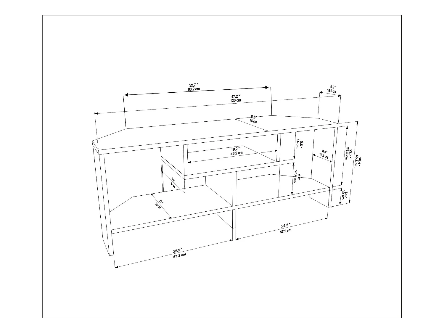 Maldiv Meuble TV d'angle 120 cm Niches Design (Beige)