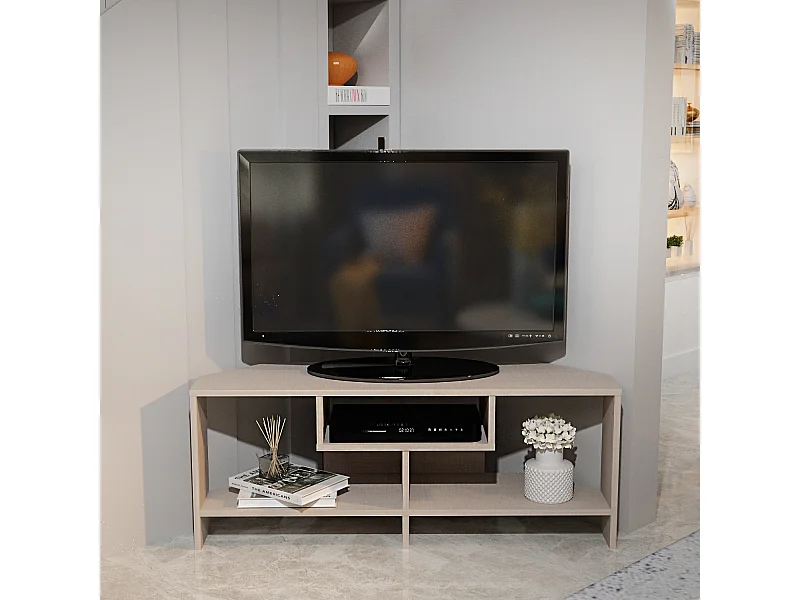 Maldiv Meuble TV d'angle 120 cm Niches Design (Beige)