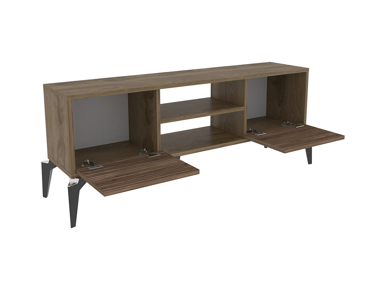 Lojo Meuble TV 130 cm Niches et Armoires avec Portes Battantes (Oud et Alina)