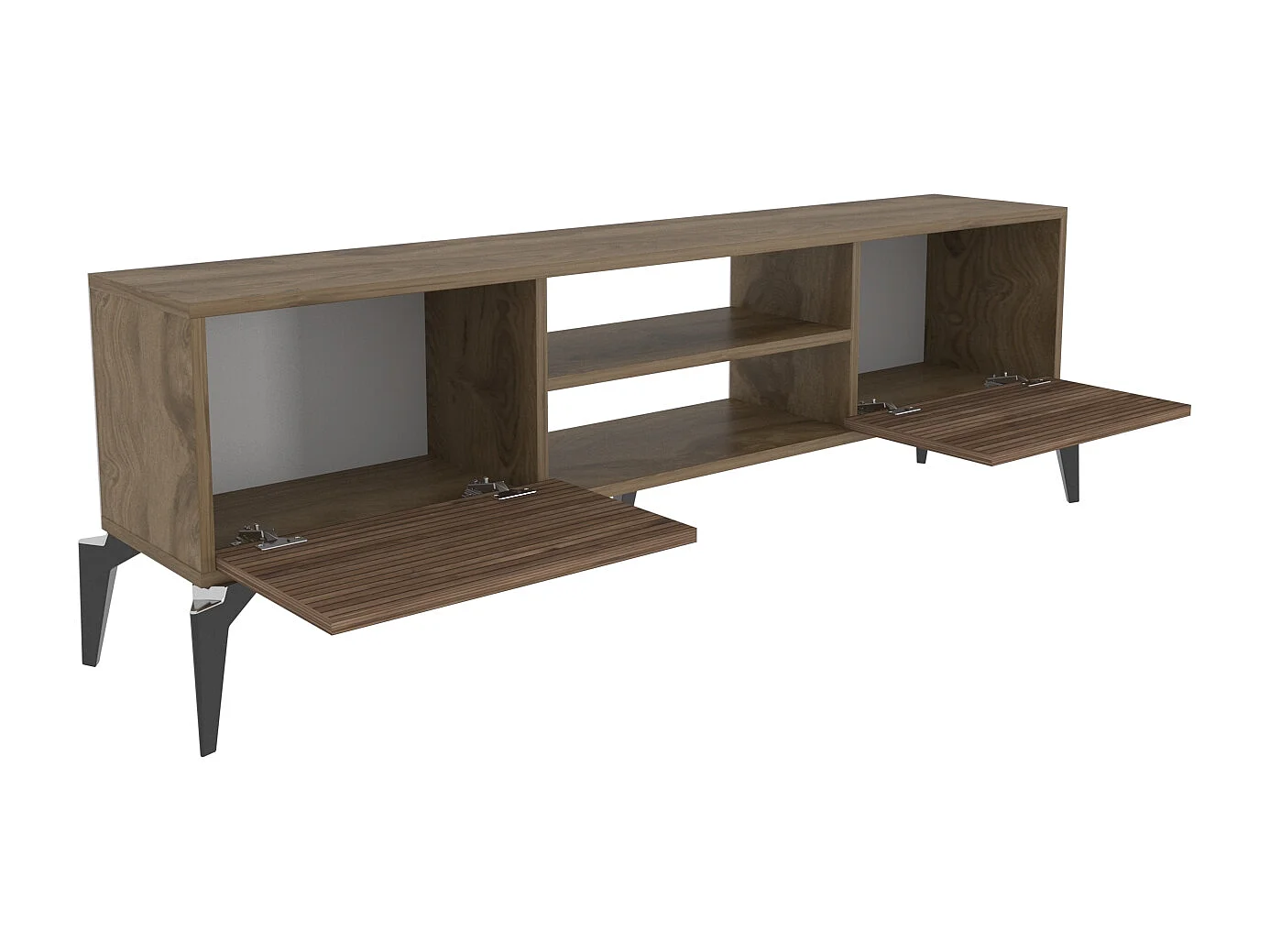 Lojo Meuble TV 160 cm Niches et Armoires avec Portes Battantes (Oud et Alina)