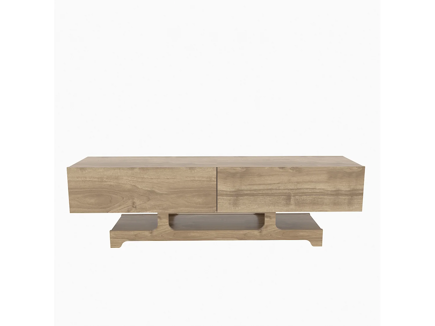 Tera Meuble TV 160 cm Design Unique avec Placard Battans (Noyer)