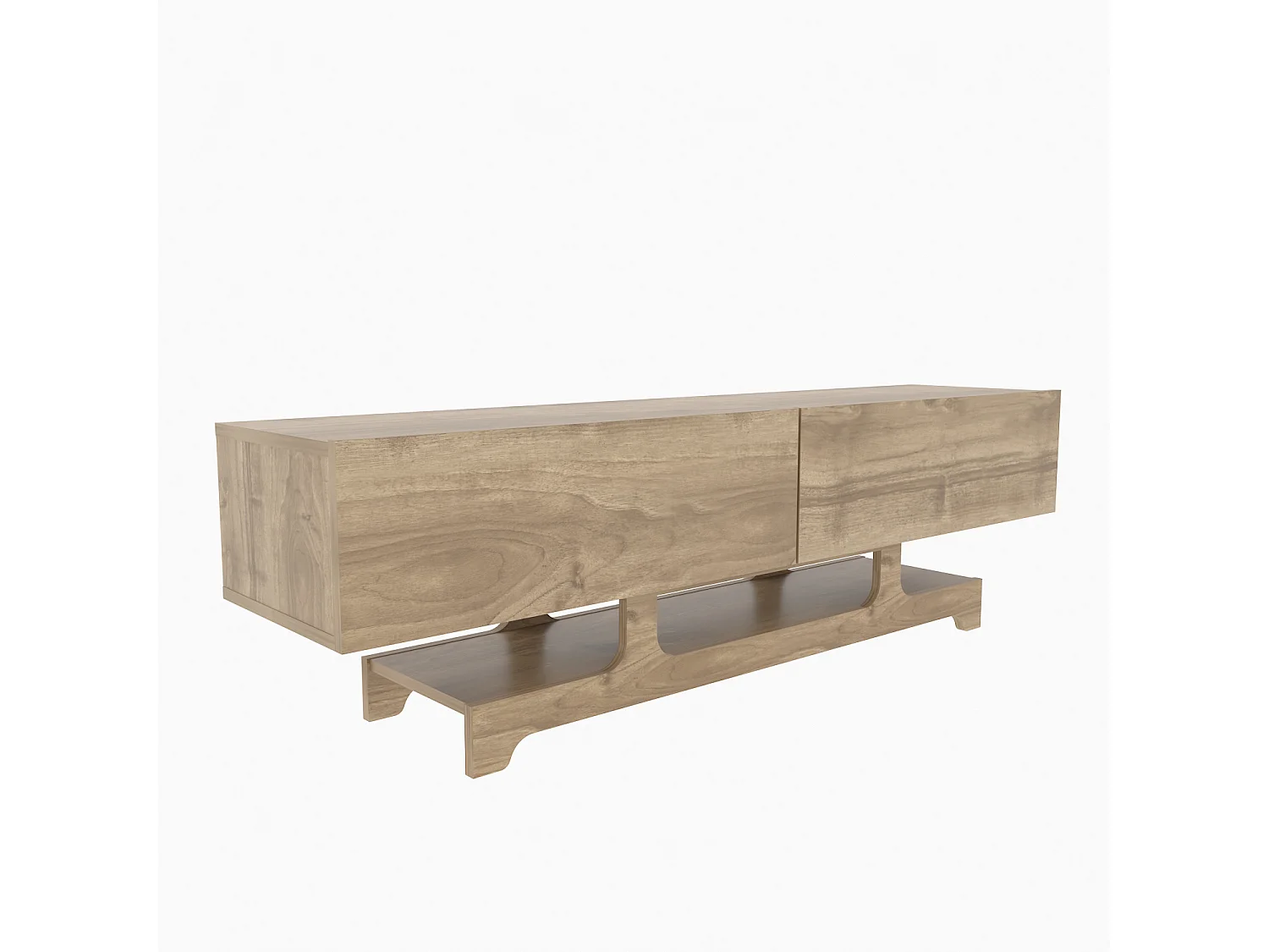 Tera Meuble TV 160 cm Design Unique avec Placard Battans (Noyer)