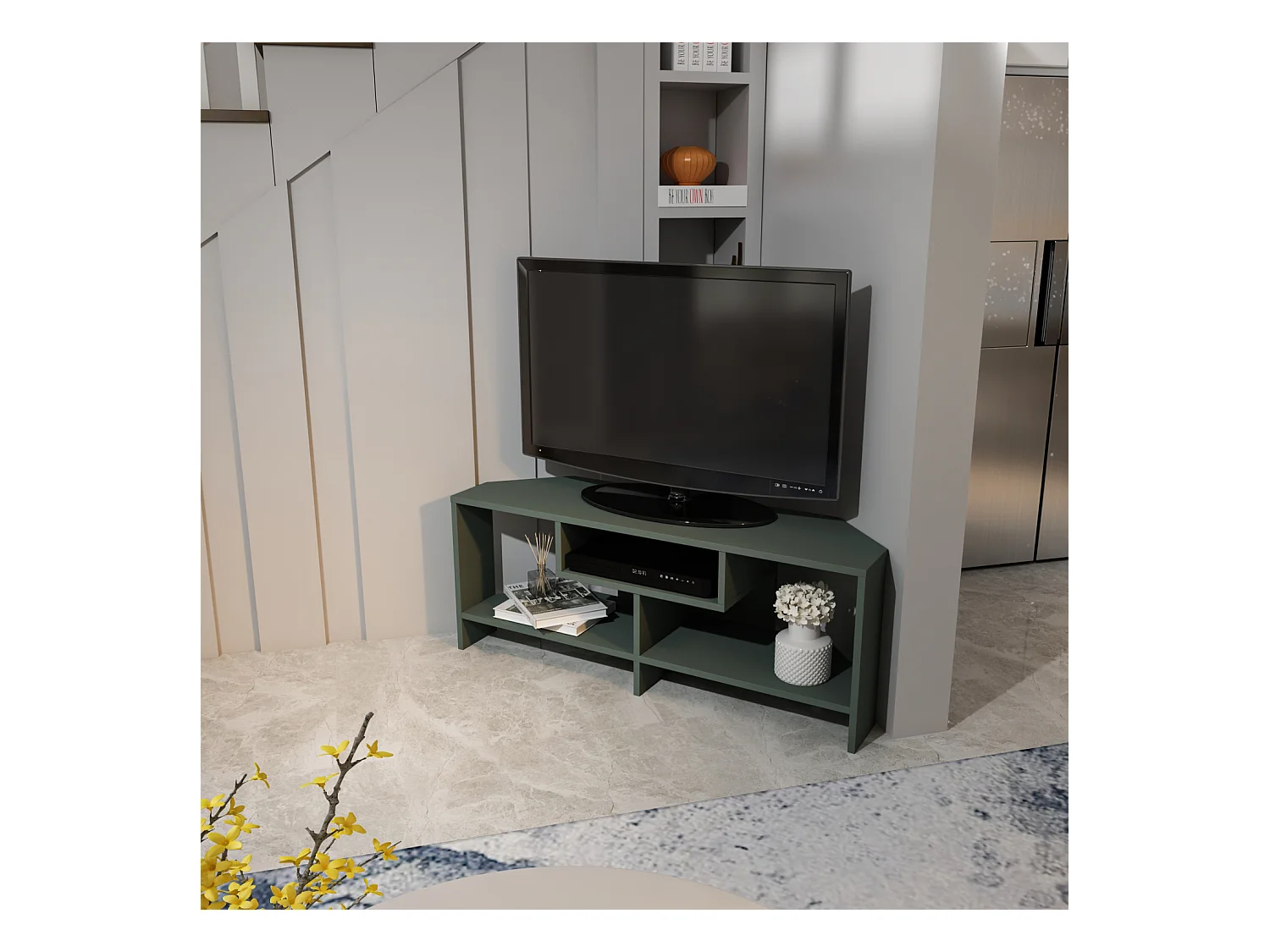 Maldiv Meuble TV d'angle 120 cm Niches Design (Silva)