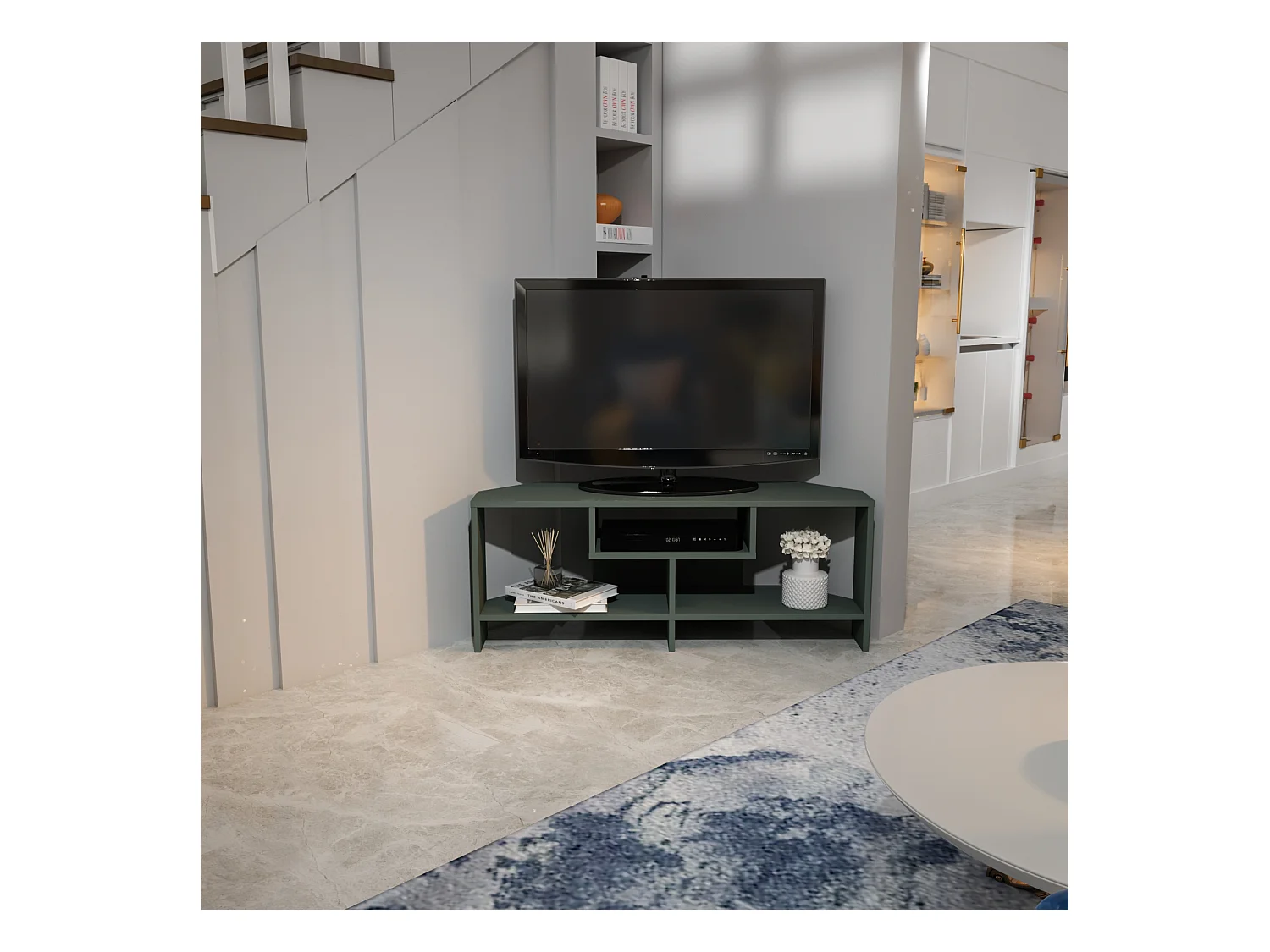Maldiv Meuble TV d'angle 120 cm Niches Design (Silva)