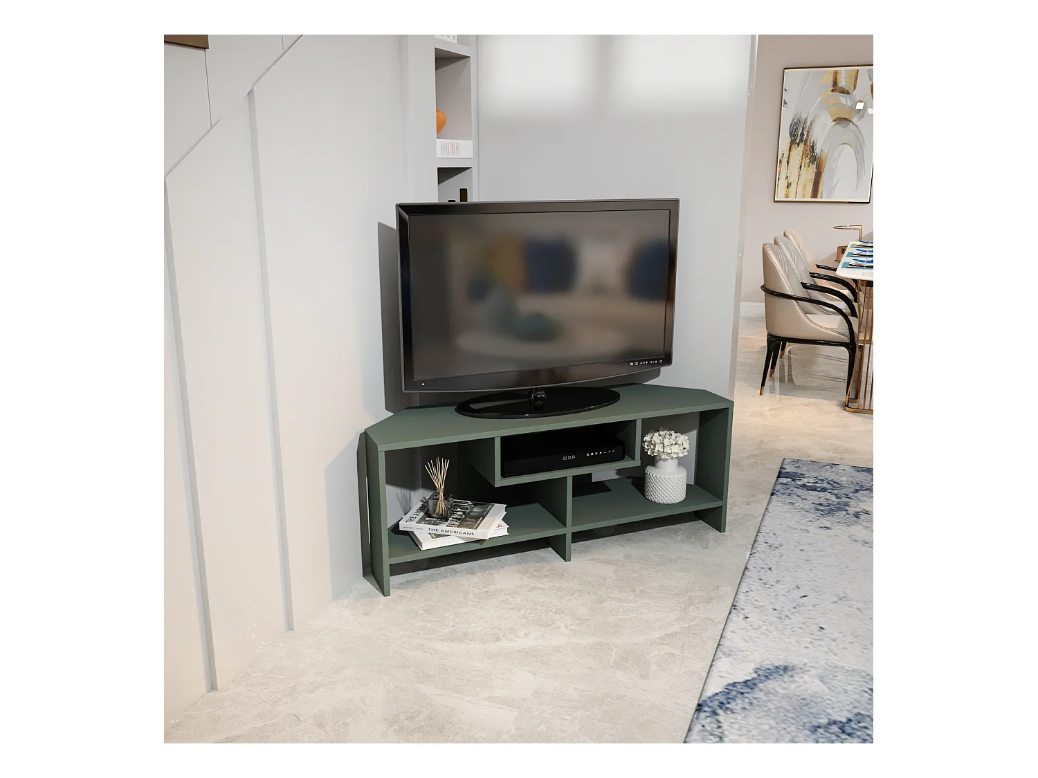 Maldiv Meuble TV d'angle 120 cm Niches Design (Silva)