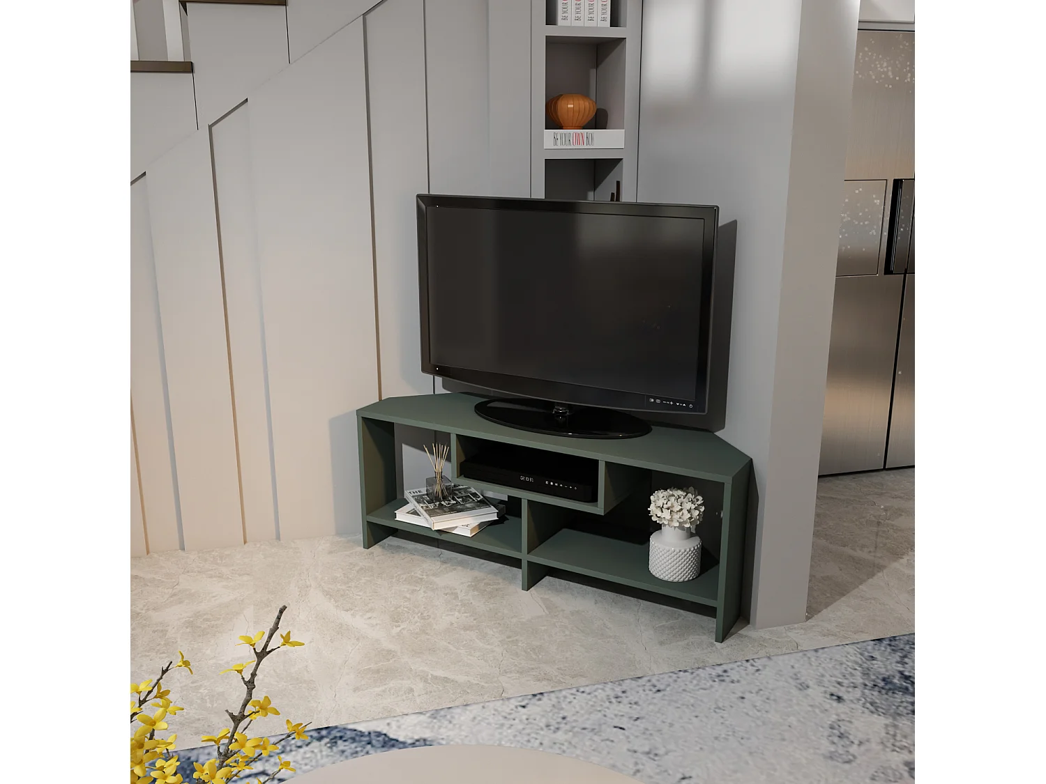 Maldiv Meuble TV d'angle 120 cm Niches Design (Silva)