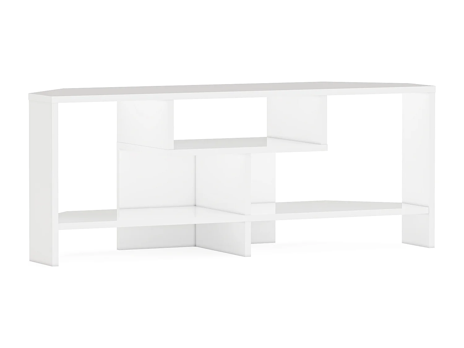 Maldiv Meuble TV d'angle 120 cm Niches Design (Blanc)