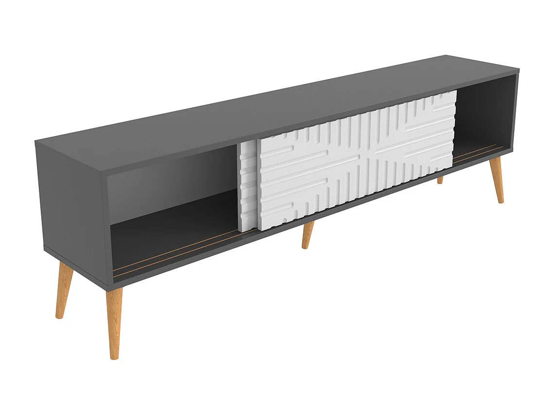 Decorotika Modern Riso TV Unit for TVs up to 81 inches with MDF Sliding Doors