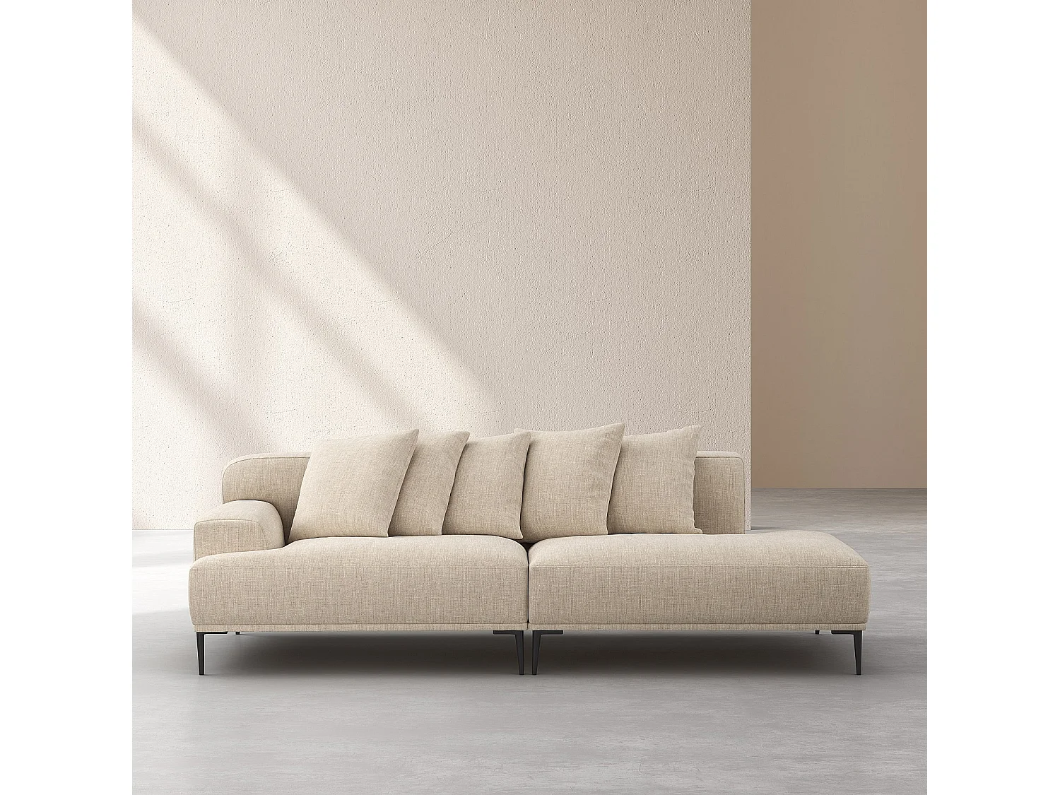 Habitat - Méridienne droite en coton et lin garnie de plumes - Beige - Ottone II