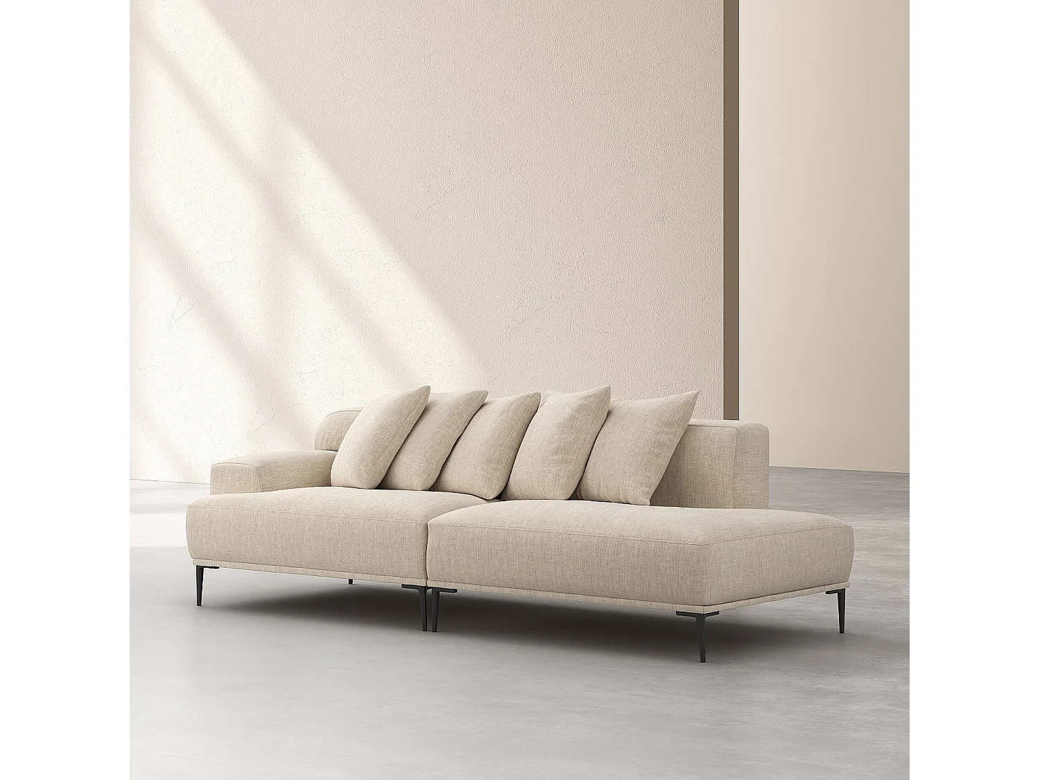 Habitat - Méridienne droite en coton et lin garnie de plumes - Beige - Ottone II