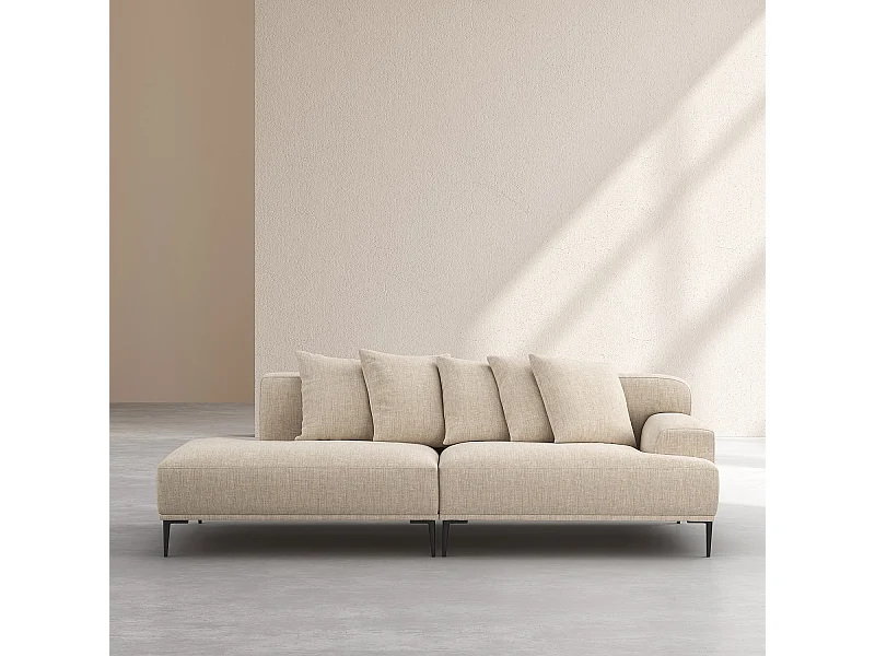 Habitat - Méridienne droite en coton et lin garnie de plumes - Beige - Ottone II