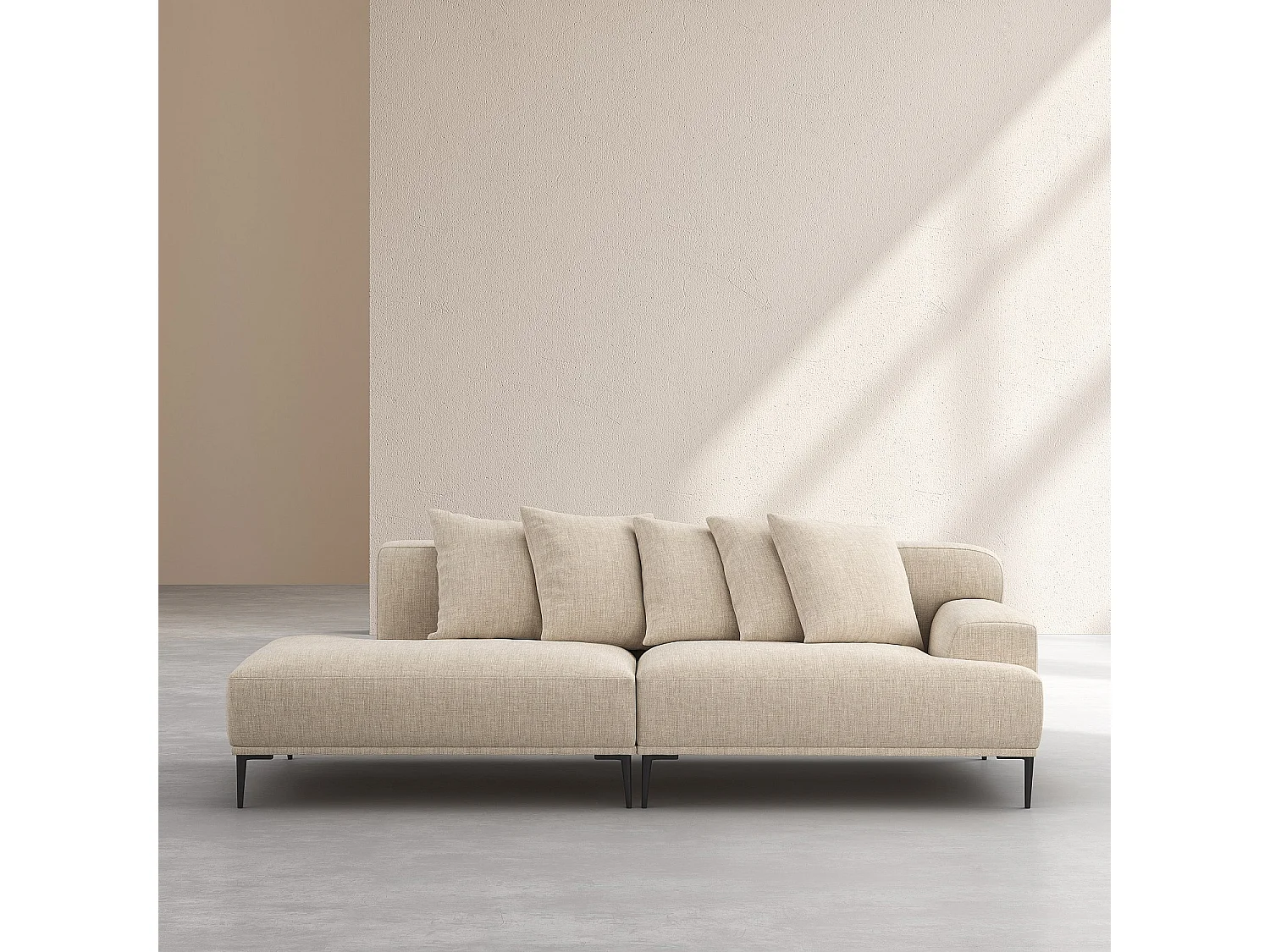 Habitat - Méridienne gauche en coton et lin garnie de plumes - Beige - Ottone II