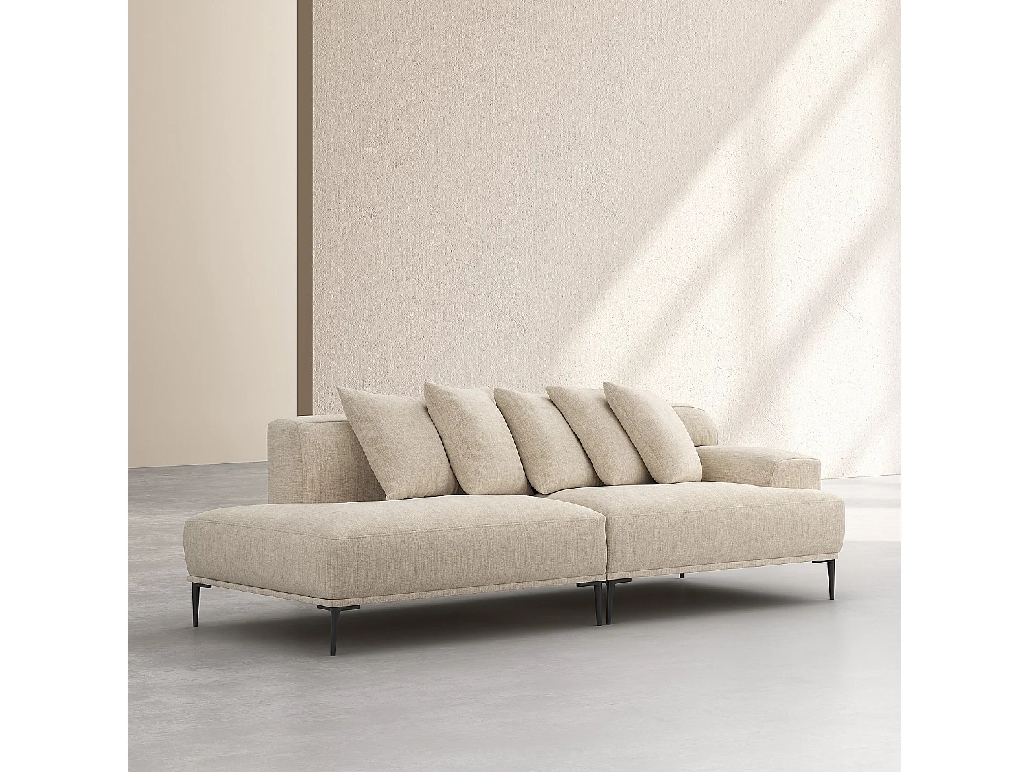 Habitat - Méridienne gauche en coton et lin garnie de plumes - Beige - Ottone II