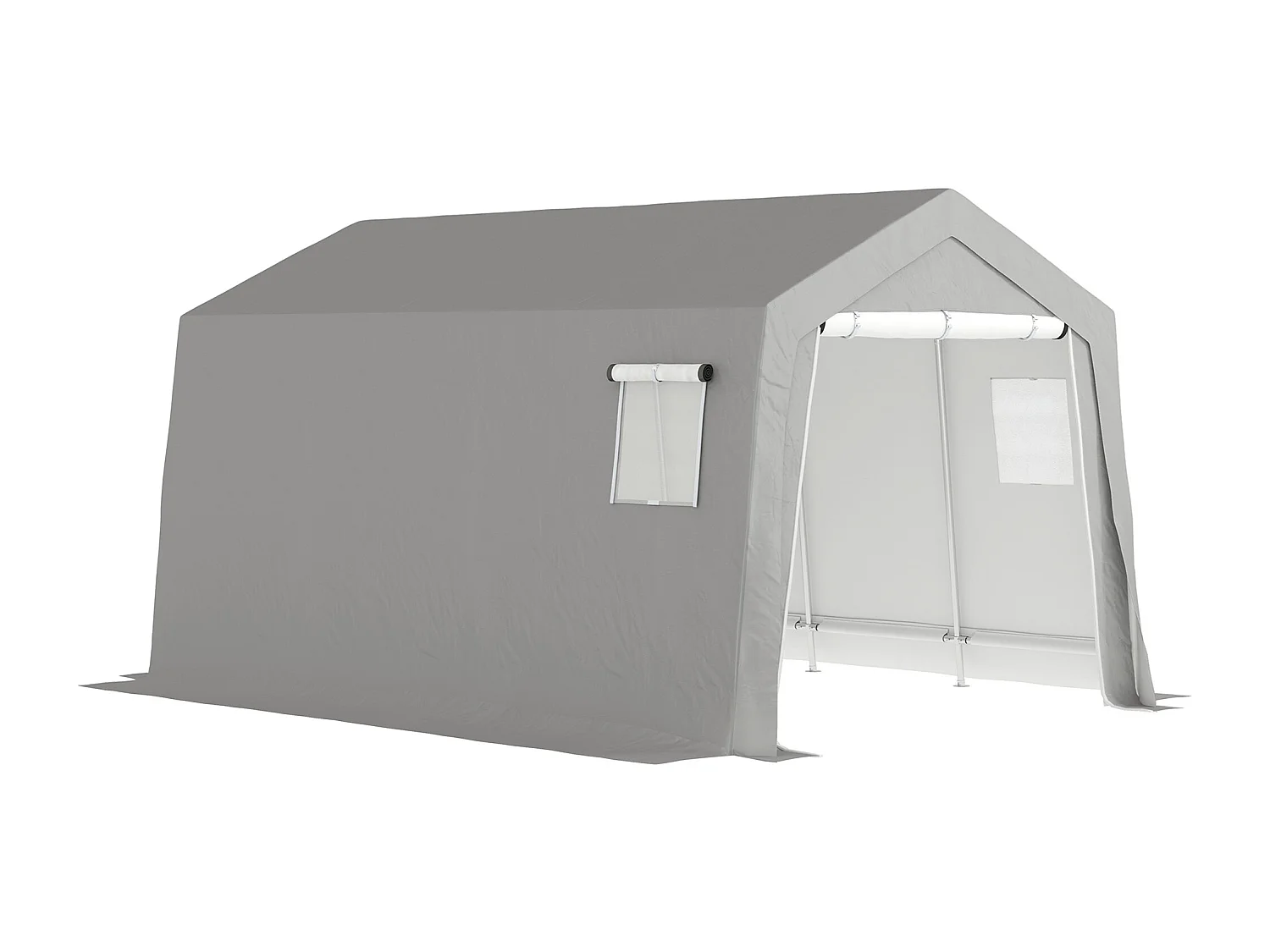 Tente de stockage - abri de jardin - tente de rangement dim. 3 x 4,5 x 2,5 m - métal galvanisé PE gris