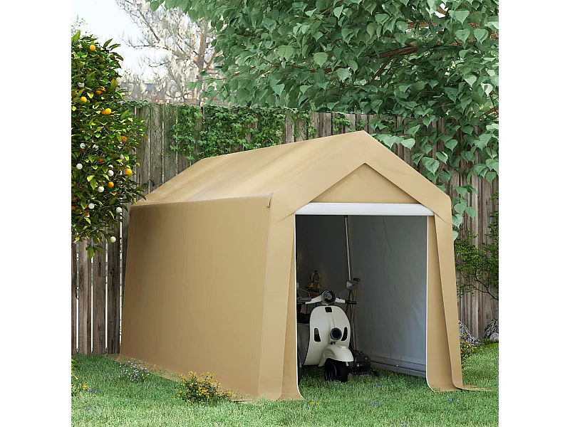 Abri de jardin - abri vélo - tente de stockage dim. 2 x 3,6 m - acier galvanisé PE imperméable anti-UV beige