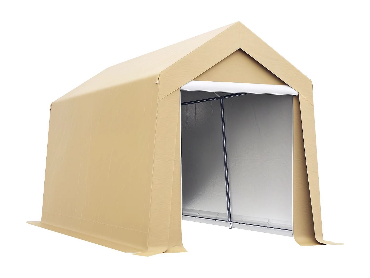 Abri de jardin - abri vélo - tente de stockage dim. 2 x 3,6 m - acier galvanisé PE imperméable anti-UV beige