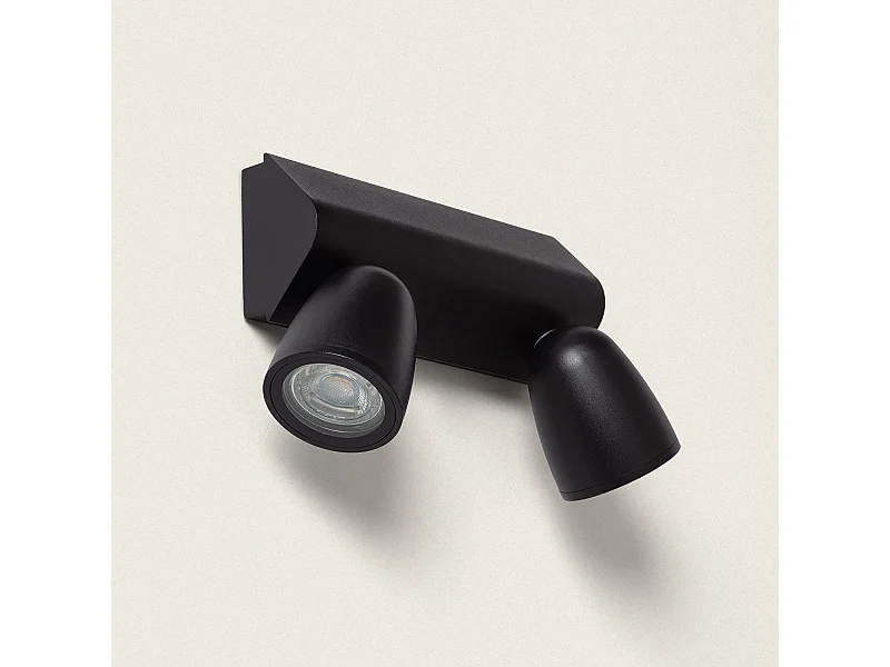 Aplique de Pared Exterior Aluminio Abel Large Dos Focos Negro