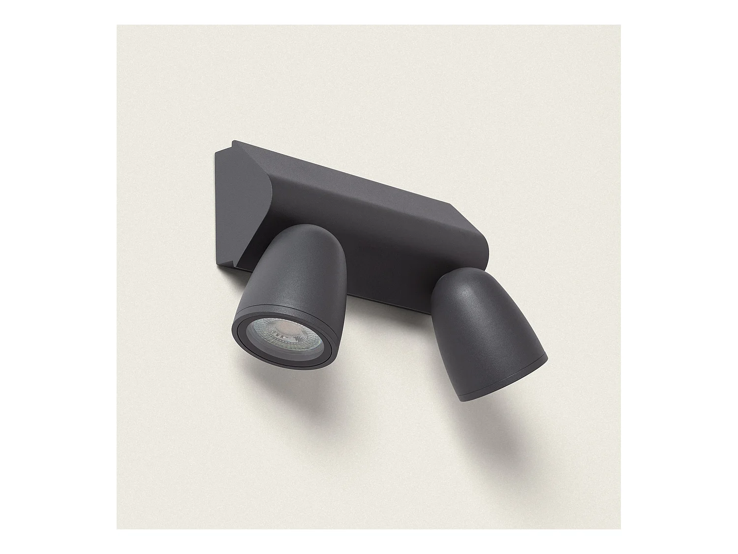 Applique Murale Extérieure LED Aluminium Abel Large Deux Spots Gris foncé