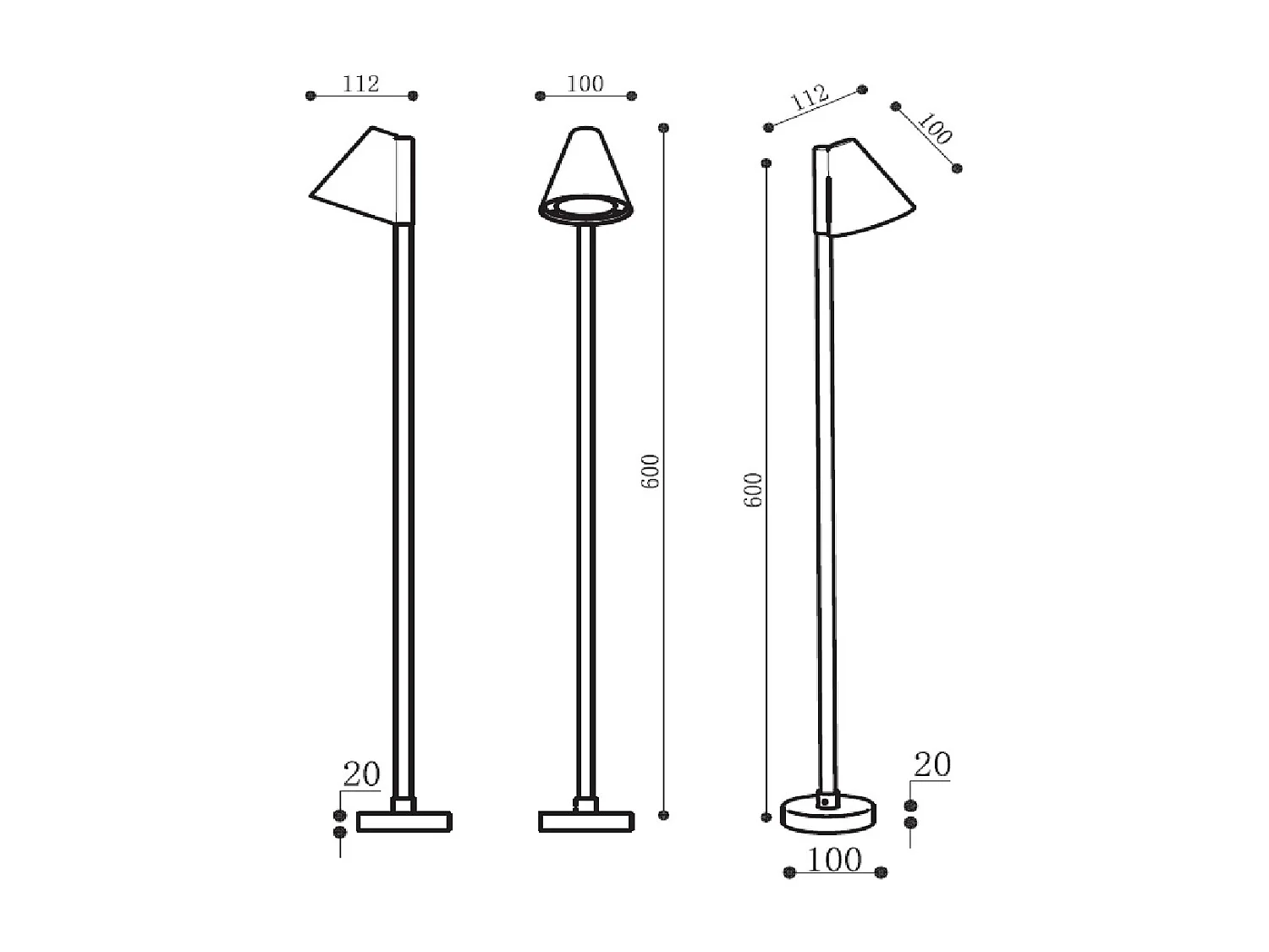 Balise Extérieur LED 6W en saillie 60cm Drimlec Noir mat