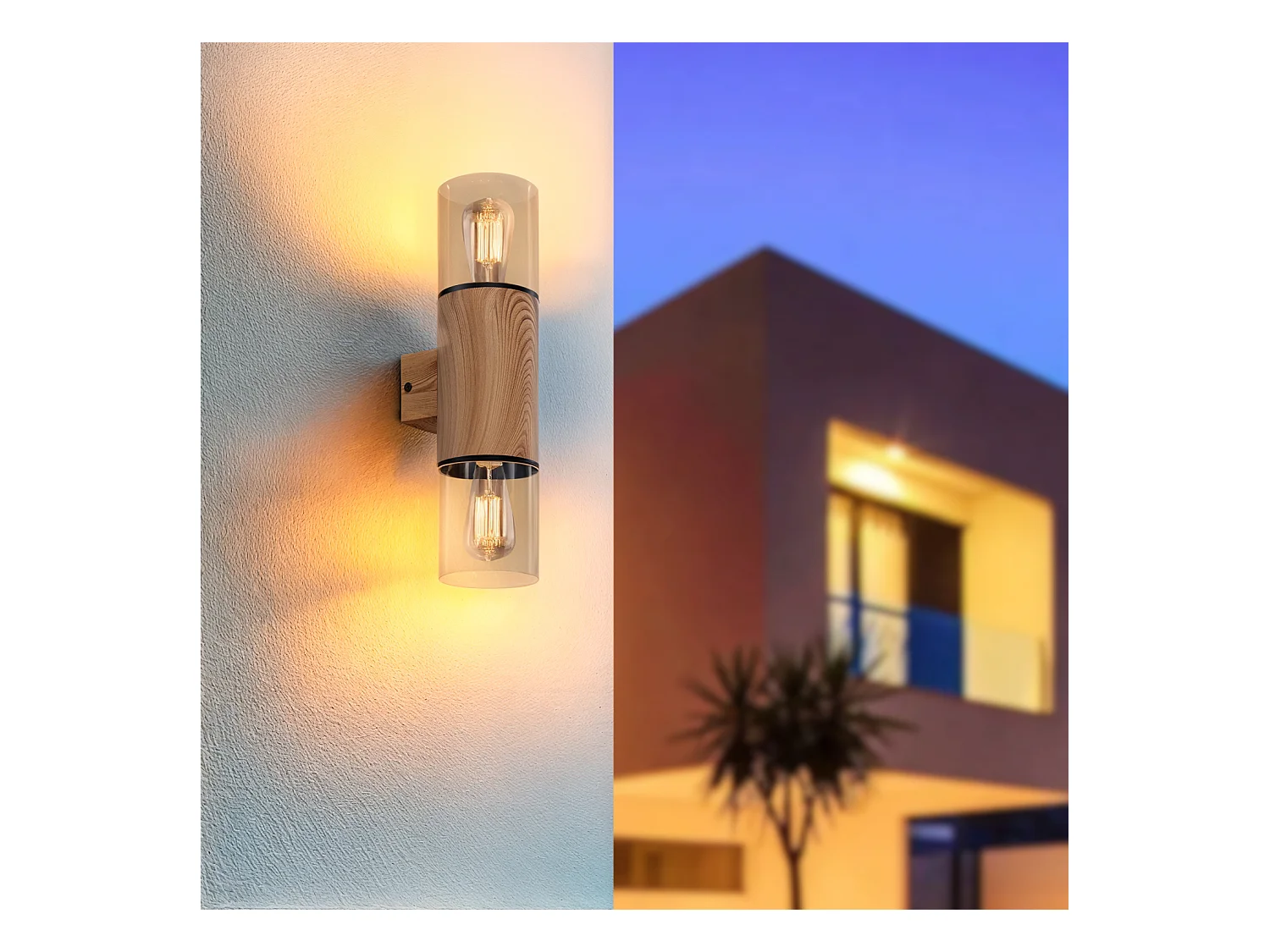 Aplique de Pared Exterior Acero Inoxidable Emley Duo Marrón claro