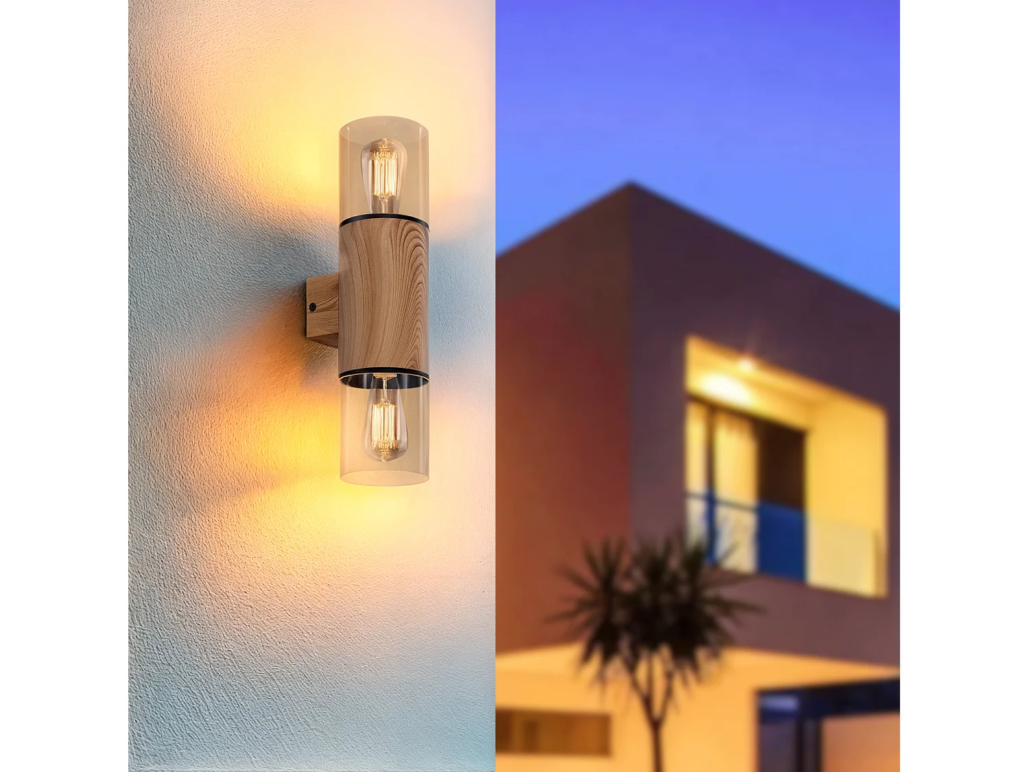 Applique Murale Extérieure Acier Inoxydable Emley Duo Brun clair