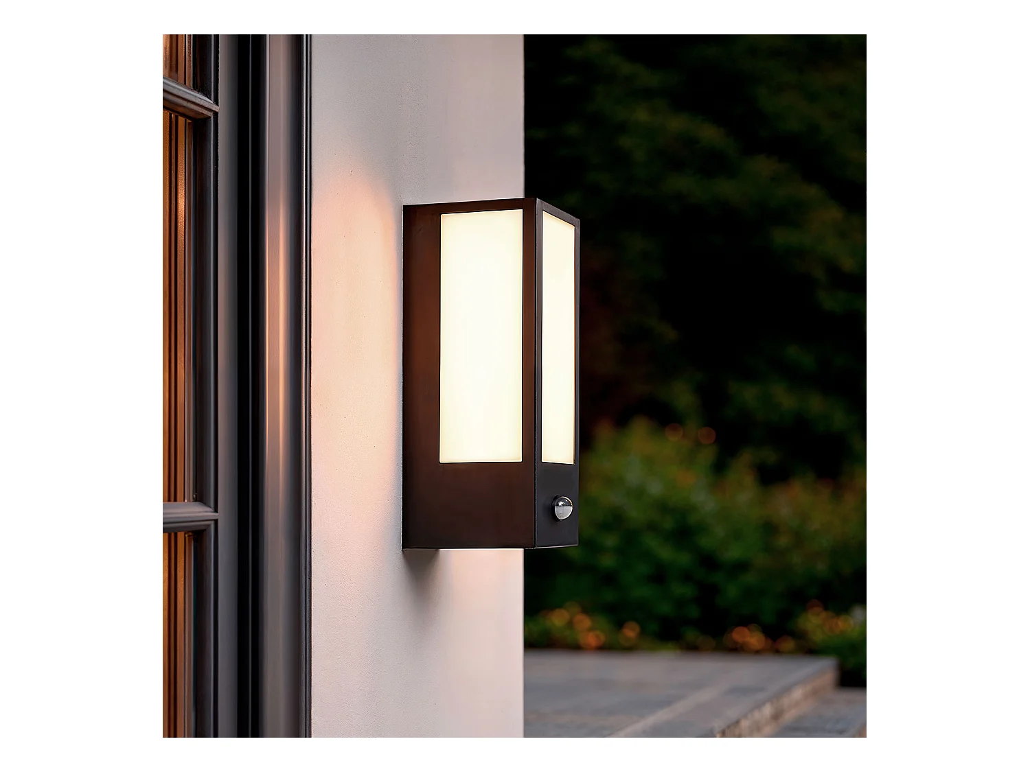 Aplique de Pared Exterior Acero Inoxidable con Detector de Movimiento Gakom Opal Negro