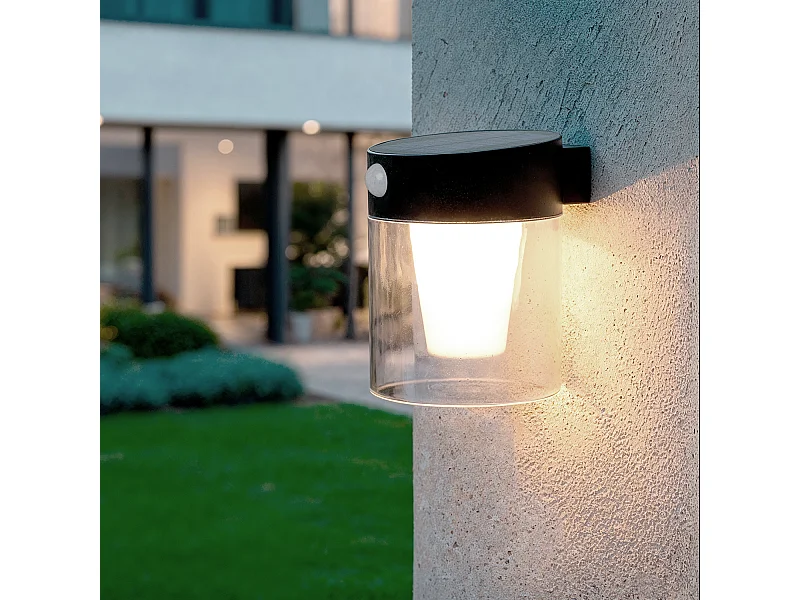 Applique da Parete per Esterni Solare LED 1,5W Alluminio con Sensore di Movimento Efren Nero