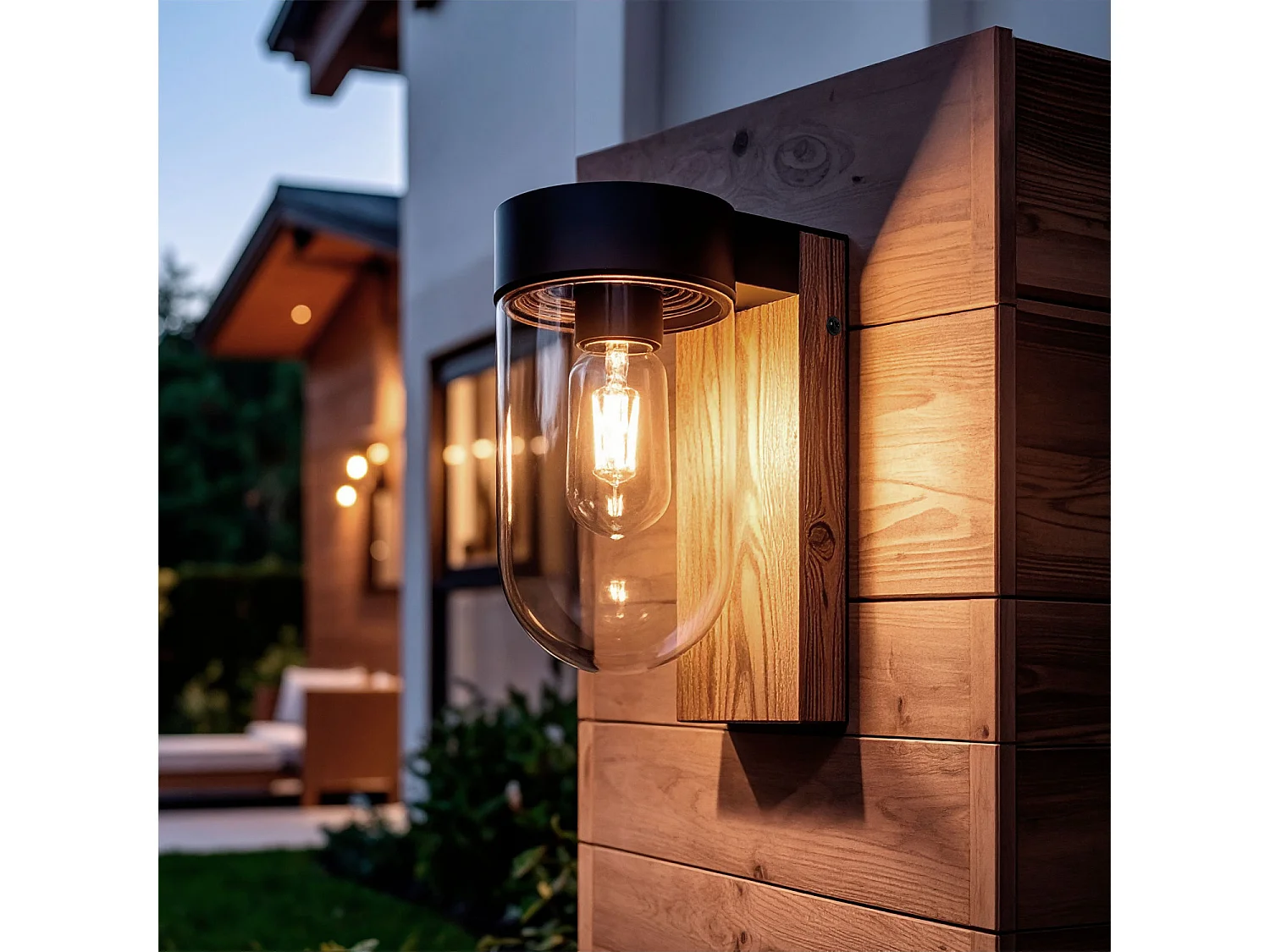 Applique da Parete per Esterni Acciaio Inox e Vetro Sentinel Nero