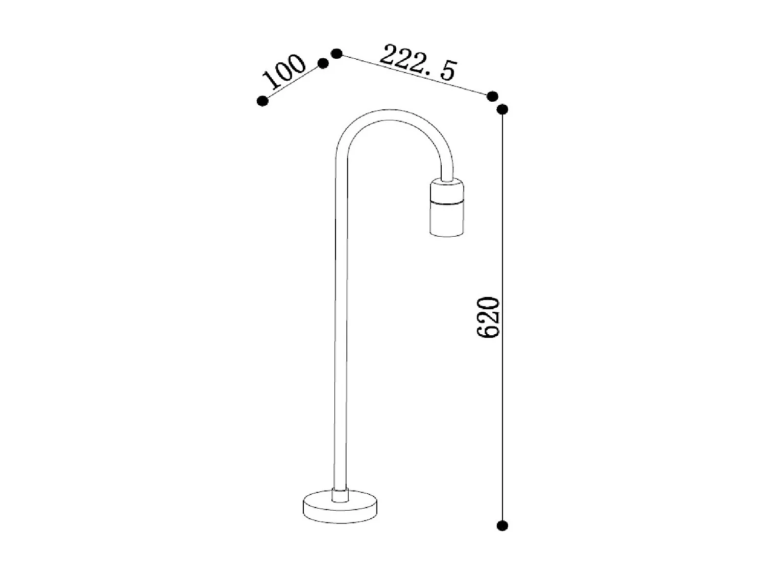 Lampioncino per Esterni LED 6W 60 cm Superficie Garmil Nero Opaco