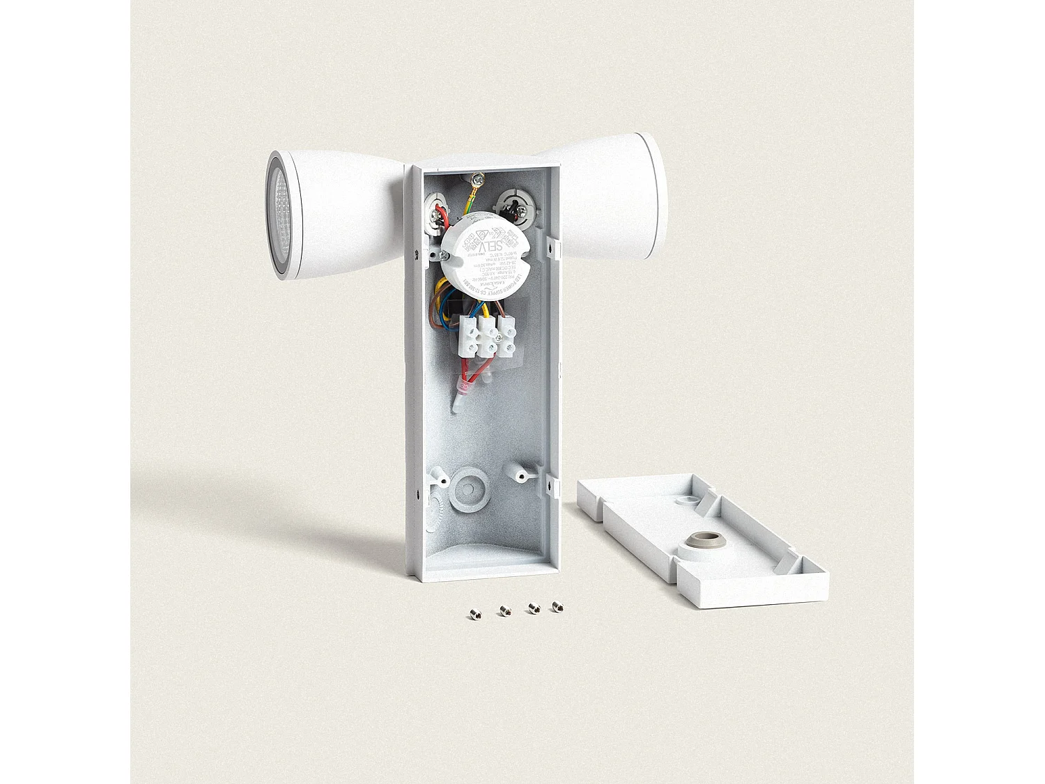 Applique da Parete per Esterni LED 12W Alluminio Abel Due Faretti Bianco