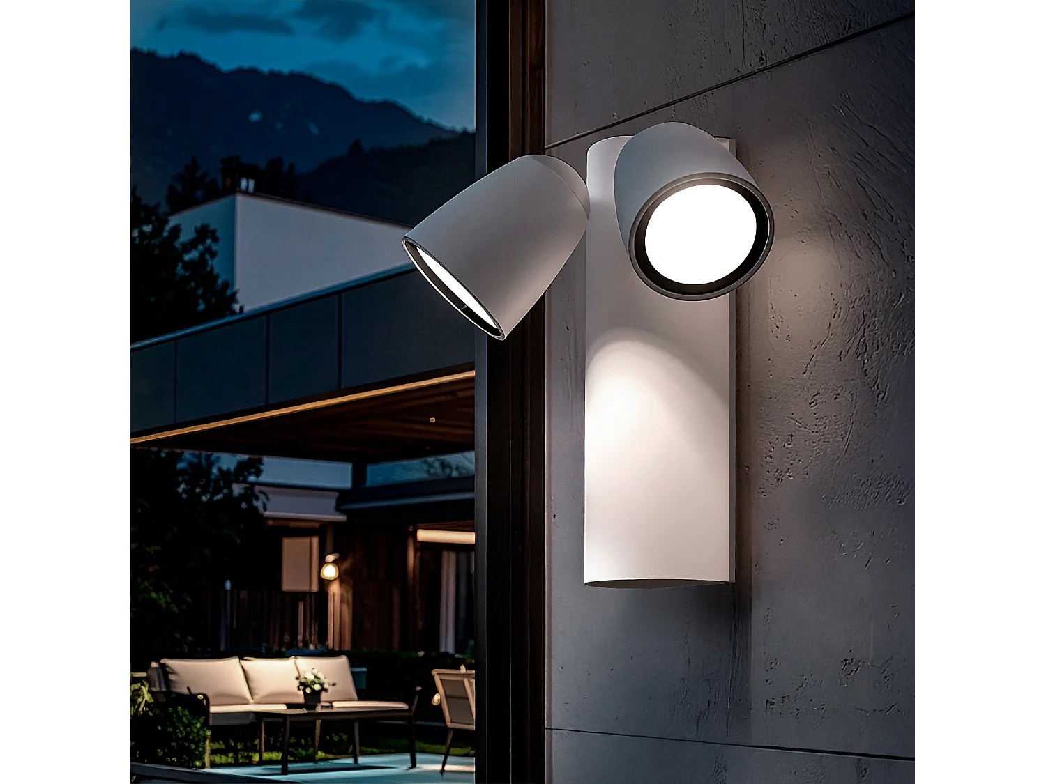 Applique da Parete per Esterni LED 12W Alluminio Abel Due Faretti Bianco