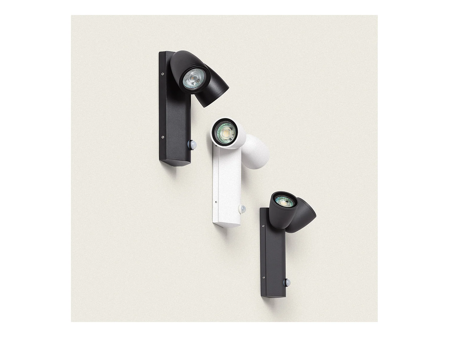 Applique Murale Extérieure Aluminium avec Détecteur de Mouvement Abel Deux Spots Blanc