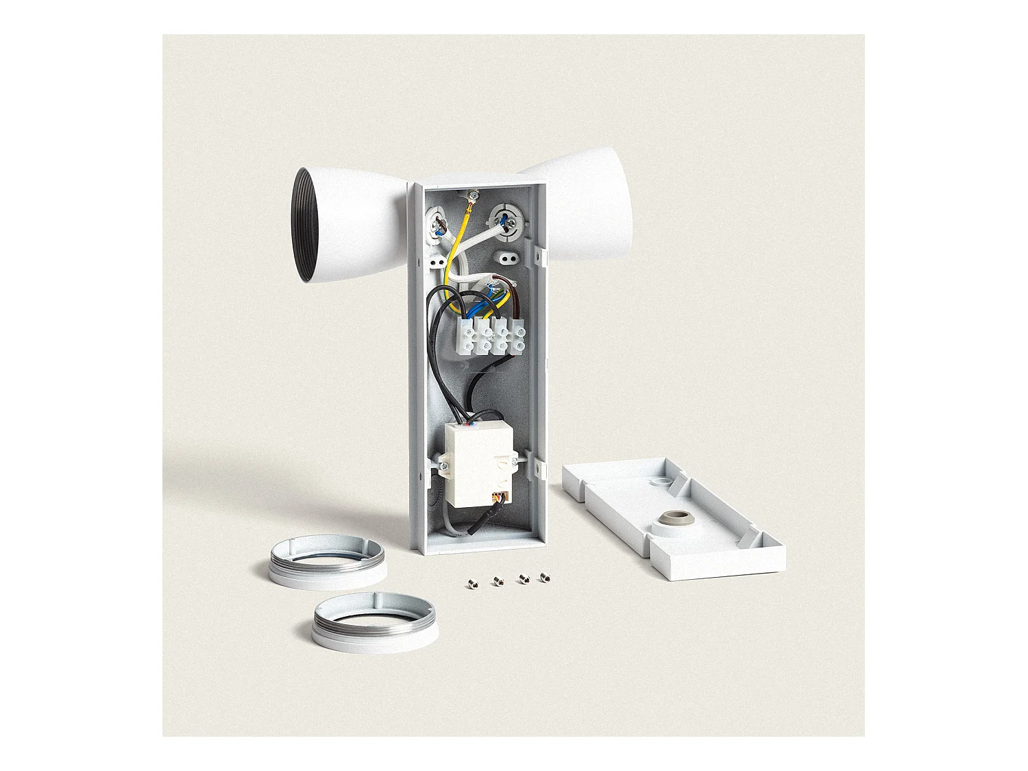 Applique Murale Extérieure Aluminium avec Détecteur de Mouvement Abel Deux Spots Blanc