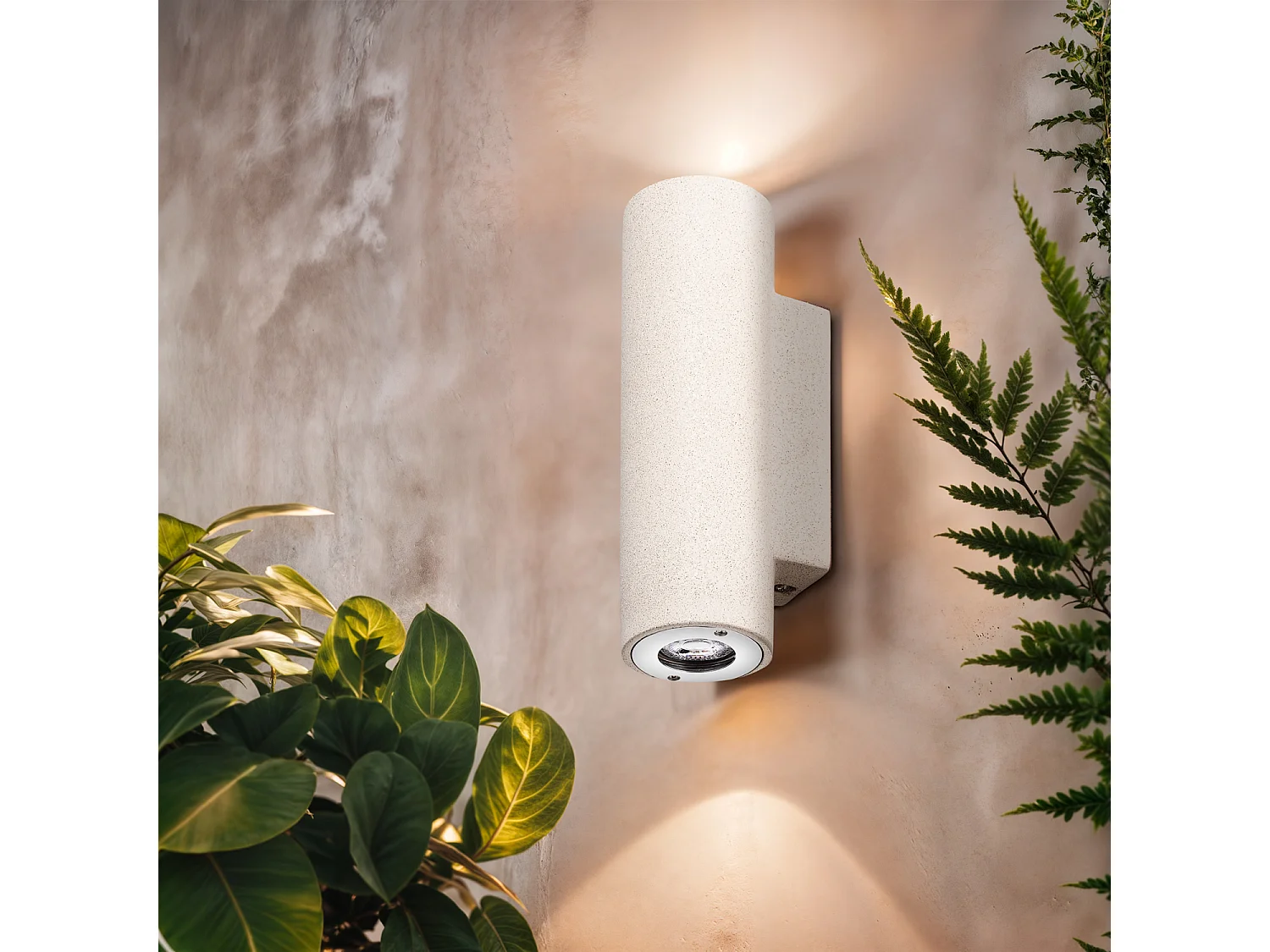 Applique da Parete per Esterni Cemento Doppia Luce Banjar Beige